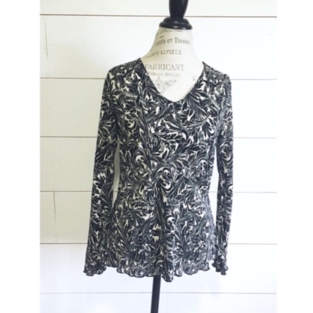 floral ribbed long-sleeve top